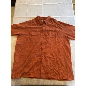LL BEAN Mens 2XL Orange Polyester Nylon Button Down Shirt‎ OVV86